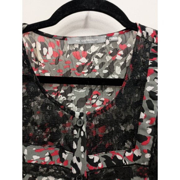 Y2K NY Collection Womens Fairy Grunge Top Small Crinkle Lace Short Sleeve - Picture 3 of 10